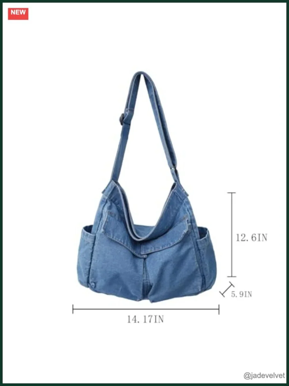 Denim Canvas Messenger Bag Tote Crossbody Adjustable Strap